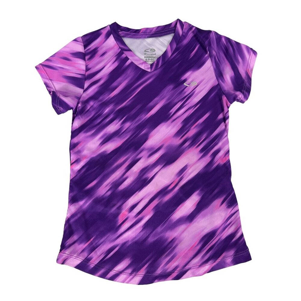 c9 by Champion Girls' DuoDry Purple/Pink Tie-Dye Athletic T-Shirt S (6-6X)